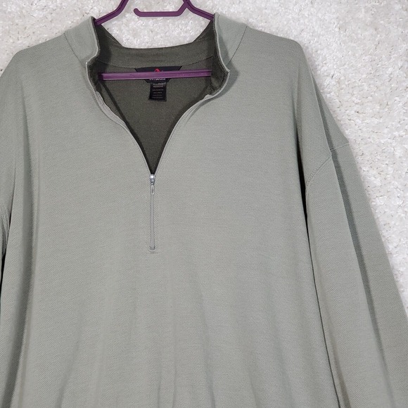 LL Bean Men 1/4 Zip Pullover Size XXL Green Long Sleeve Hiking Outdoors USA Made - Picture 3 of 11